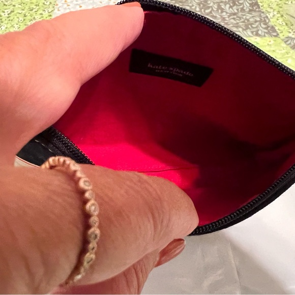 Kate Spade Black and Tan Makeup Pouch with Red Interior - Picture 3 of 5